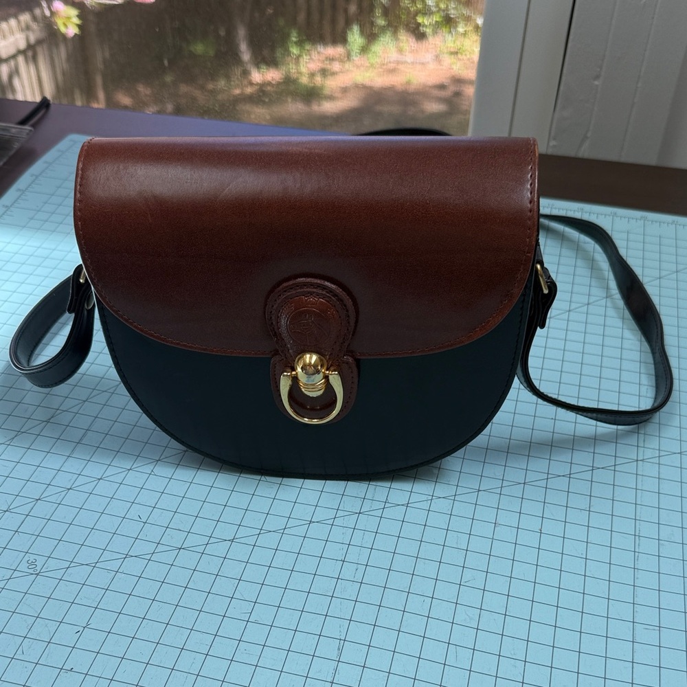 Leather Two-Tone Crossbody Bag - Brown and Black